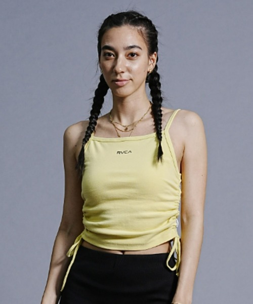 RVCA（ルーカ）の「RVCA/ルーカ ワンポイント刺繍/リブタンクトップ BD043-303（タンクトップ・レディース・ブラック/イエロー/ホワイト・M/S）」の3枚目の写真