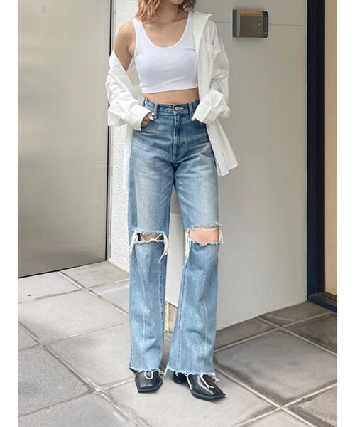 EVRIS(エヴリス)の「ダメージワイドデニムパンツ(デニムパンツ・レディース・ブルー・SMALL/MEDIUM)」の16枚目の写真