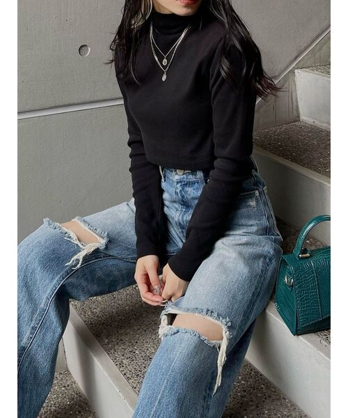 EVRIS(エヴリス)の「ダメージワイドデニムパンツ(デニムパンツ・レディース・ブルー・SMALL/MEDIUM)」の6枚目の写真