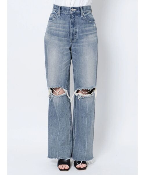 EVRIS(エヴリス)の「ダメージワイドデニムパンツ(デニムパンツ・レディース・ブルー・SMALL/MEDIUM)」の8枚目の写真