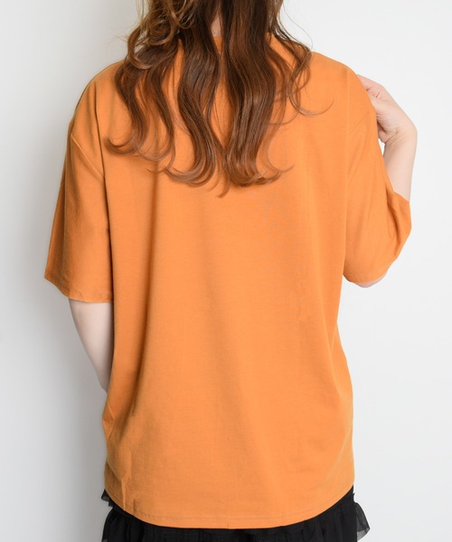 Flowering Korea(フラワーリングコリア)の「オーバーサイズロゴTシャツ(Tシャツ/カットソー・レディース・グレー/オレンジ/ホワイト・FREE)」の13枚目の写真