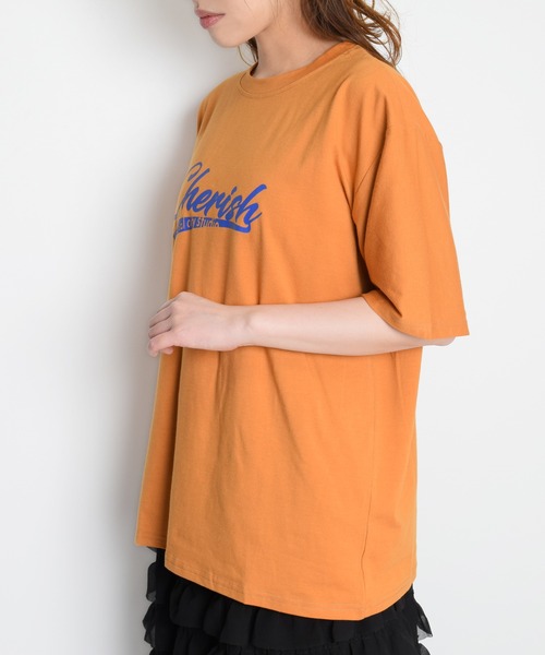 Flowering Korea(フラワーリングコリア)の「オーバーサイズロゴTシャツ(Tシャツ/カットソー・レディース・グレー/オレンジ/ホワイト・FREE)」の6枚目の写真