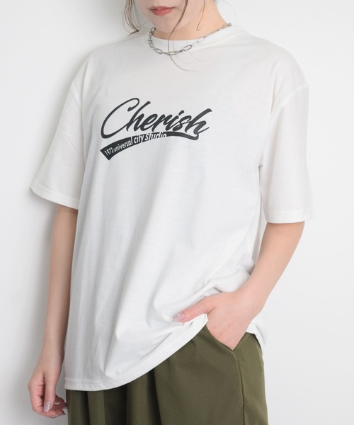 Flowering Korea(フラワーリングコリア)の「オーバーサイズロゴTシャツ(Tシャツ/カットソー・レディース・グレー/オレンジ/ホワイト・FREE)」の12枚目の写真