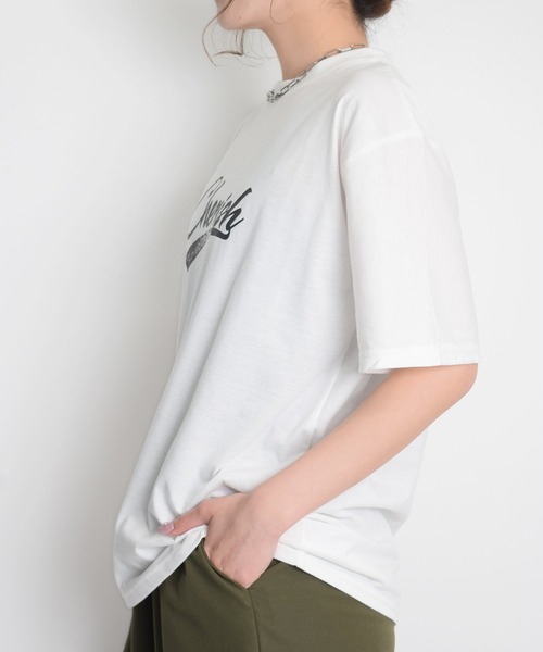 Flowering Korea(フラワーリングコリア)の「オーバーサイズロゴTシャツ(Tシャツ/カットソー・レディース・グレー/オレンジ/ホワイト・FREE)」の5枚目の写真