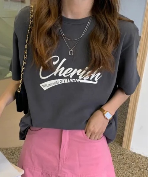 Flowering Korea(フラワーリングコリア)の「オーバーサイズロゴTシャツ(Tシャツ/カットソー・レディース・グレー/オレンジ/ホワイト・FREE)」の20枚目の写真