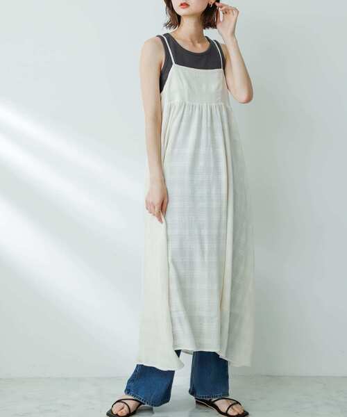 SENSE OF PLACE by URBAN RESEARCH（センスオブプレイスバイアーバンリサーチ）の「バックデザインキャミワンピース（ワンピース・レディース・アイボリー/バーガンディー/ブラック・ONE/S）」の14枚目の写真