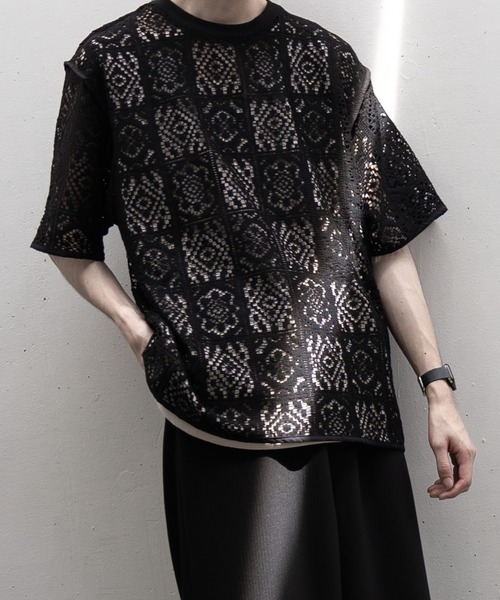 【EDDEN ELLEN】lace sheer loose Tee / レースシアールーズTシャツ（Tシャツ/カットソー）｜EDDEN ELLEN（エデンエレン）