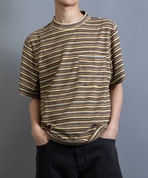 テリークロス マルチボーダー レギュラーシルエット ポケTEE