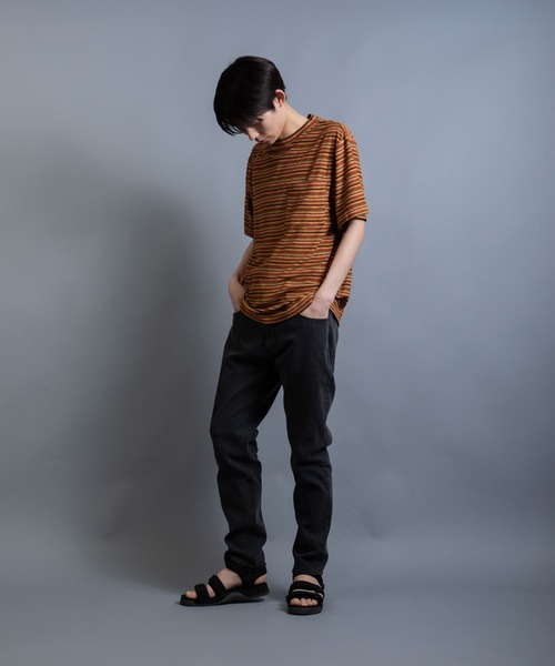 En serio TOKYO(エンソリオトーキョー)の「テリークロス マルチボーダー レギュラーシルエット ポケTEE(Tシャツ/カットソー・メンズ・グリーン系/ブラウン系/イエロー系・L/M)」の5枚目の写真