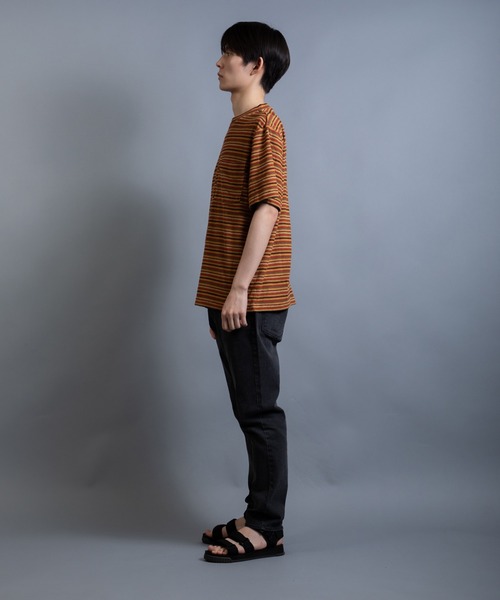 En serio TOKYO(エンソリオトーキョー)の「テリークロス マルチボーダー レギュラーシルエット ポケTEE(Tシャツ/カットソー・メンズ・グリーン系/ブラウン系/イエロー系・L/M)」の8枚目の写真