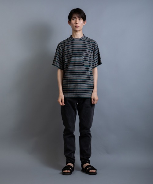 En serio TOKYO(エンソリオトーキョー)の「テリークロス マルチボーダー レギュラーシルエット ポケTEE(Tシャツ/カットソー・メンズ・グリーン系/ブラウン系/イエロー系・L/M)」の16枚目の写真