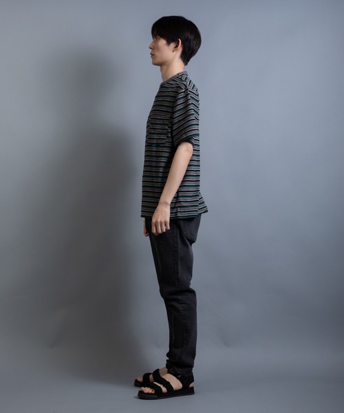 En serio TOKYO(エンソリオトーキョー)の「テリークロス マルチボーダー レギュラーシルエット ポケTEE(Tシャツ/カットソー・メンズ・グリーン系/ブラウン系/イエロー系・L/M)」の17枚目の写真