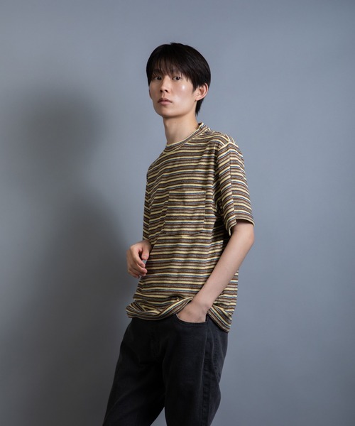 En serio TOKYO(エンソリオトーキョー)の「テリークロス マルチボーダー レギュラーシルエット ポケTEE(Tシャツ/カットソー・メンズ・グリーン系/ブラウン系/イエロー系・L/M)」の21枚目の写真
