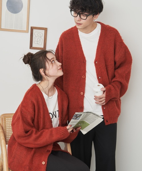 WEGO（ウィゴー）の「WEGO/モヘアライクBIGカーディガン（カーディガン/ボレロ・メンズ・ネイビー/パープル/ホワイト/ライトグレー/グリーン/ワイン/ブラック/ブルー/ダークオレンジ/ブルー系その他・MEDIUM/LARGE）」の10枚目の写真