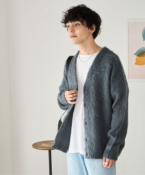 WEGO（ウィゴー）の「WEGO/モヘアライクBIGカーディガン（カーディガン/ボレロ・メンズ・ネイビー/パープル/ホワイト/ライトグレー/グリーン/ワイン/ブラック/ブルー/ダークオレンジ/ブルー系その他・MEDIUM/LARGE）」の19枚目の写真