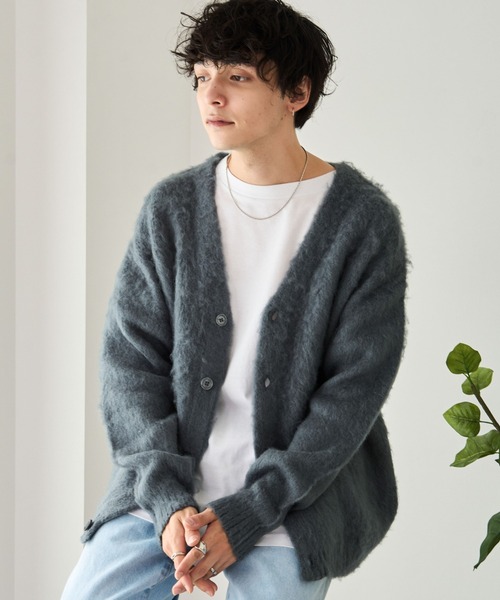 WEGO（ウィゴー）の「WEGO/モヘアライクBIGカーディガン（カーディガン/ボレロ・メンズ・ネイビー/パープル/ホワイト/ライトグレー/グリーン/ワイン/ブラック/ブルー/ダークオレンジ/ブルー系その他・MEDIUM/LARGE）」の20枚目の写真