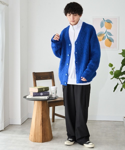 WEGO（ウィゴー）の「WEGO/モヘアライクBIGカーディガン（カーディガン/ボレロ・メンズ・ネイビー/パープル/ホワイト/ライトグレー/グリーン/ワイン/ブラック/ブルー/ダークオレンジ/ブルー系その他・MEDIUM/LARGE）」の18枚目の写真