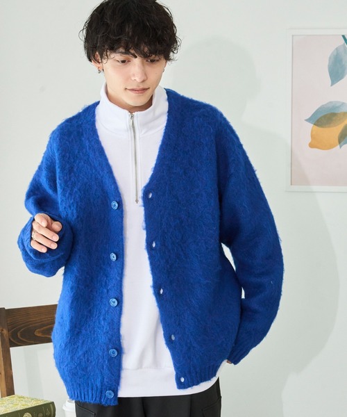 WEGO（ウィゴー）の「WEGO/モヘアライクBIGカーディガン（カーディガン/ボレロ・メンズ・ネイビー/パープル/ホワイト/ライトグレー/グリーン/ワイン/ブラック/ブルー/ダークオレンジ/ブルー系その他・MEDIUM/LARGE）」の16枚目の写真