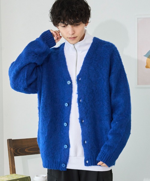 WEGO（ウィゴー）の「WEGO/モヘアライクBIGカーディガン（カーディガン/ボレロ・メンズ・ネイビー/パープル/ホワイト/ライトグレー/グリーン/ワイン/ブラック/ブルー/ダークオレンジ/ブルー系その他・MEDIUM/LARGE）」の17枚目の写真