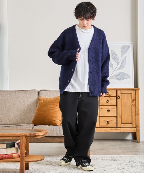 WEGO（ウィゴー）の「WEGO/モヘアライクBIGカーディガン（カーディガン/ボレロ・メンズ・ネイビー/パープル/ホワイト/ライトグレー/グリーン/ワイン/ブラック/ブルー/ダークオレンジ/ブルー系その他・MEDIUM/LARGE）」の15枚目の写真