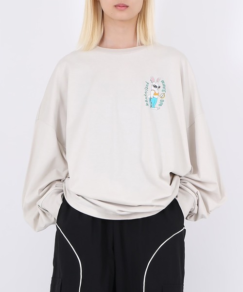 PUNYUS（プニュズ）の「RAVE ON WONDERLANDビッグロンＴ（Tシャツ/カットソー・レディース・ライトパープル/ホワイト/ライトグレー・3/4）」の14枚目の写真