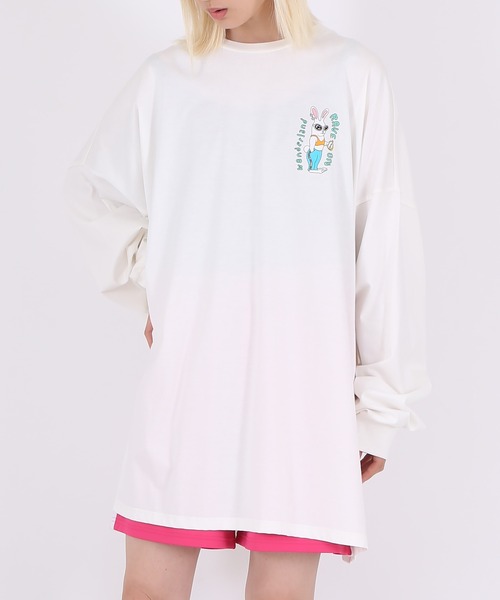 PUNYUS（プニュズ）の「RAVE ON WONDERLANDビッグロンＴ（Tシャツ/カットソー・レディース・ライトパープル/ホワイト/ライトグレー・3/4）」の10枚目の写真