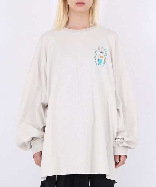 PUNYUS（プニュズ）の「RAVE ON WONDERLANDビッグロンＴ（Tシャツ/カットソー・レディース・ライトパープル/ホワイト/ライトグレー・3/4）」の8枚目の写真