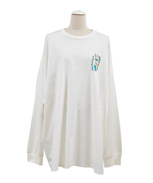 PUNYUS（プニュズ）の「RAVE ON WONDERLANDビッグロンＴ（Tシャツ/カットソー・レディース・ライトパープル/ホワイト/ライトグレー・3/4）」の4枚目の写真
