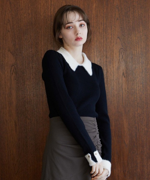 archives（アルシーヴ）の「フェザーカラークラシカルリブニット（ニット/セーター・レディース・アイボリー/ブラック/ピンクベージュ/グレー/ブラウン・MEDIUM）」の9枚目の写真