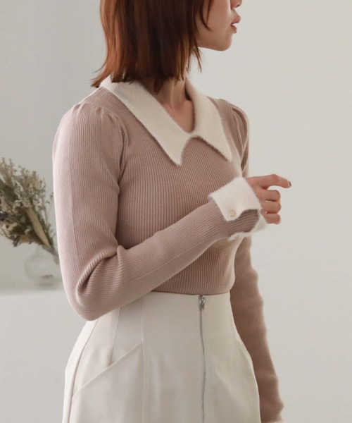 archives（アルシーヴ）の「フェザーカラークラシカルリブニット（ニット/セーター・レディース・アイボリー/ブラック/ピンクベージュ/グレー/ブラウン・MEDIUM）」の14枚目の写真