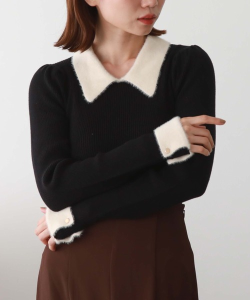 archives（アルシーヴ）の「フェザーカラークラシカルリブニット（ニット/セーター・レディース・アイボリー/ブラック/ピンクベージュ/グレー/ブラウン・MEDIUM）」の11枚目の写真
