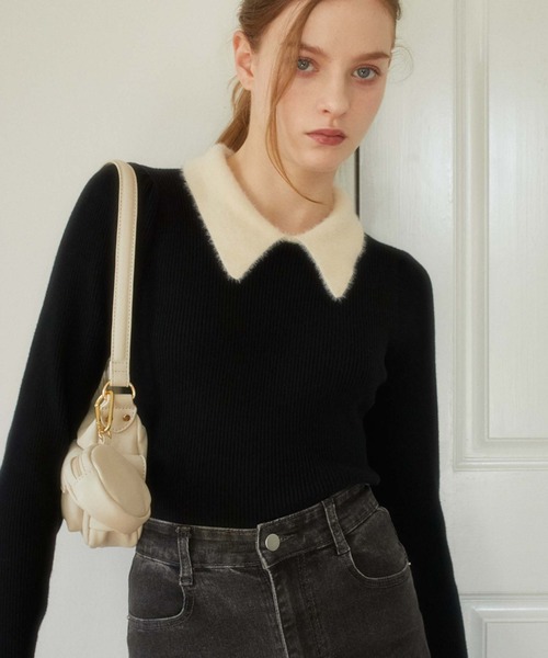 GRANCY】ZipDesign Asymmetry Knit / ジップデザイン
