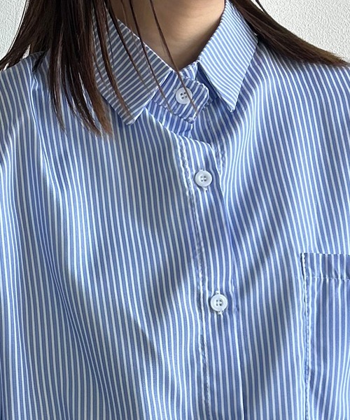 Kotoe(コトエ)の「ビッグシルエットストライプシャツ ビッグシャツ レディース(シャツ/ブラウス・レディース・ブルー・FREE)」の6枚目の写真