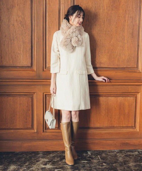 Andemiu（アンデミュウ）の「フェイクファーティペット966427（マフラー・レディース・モカ/ブルーグレー/ベージュ・FREE）」の4枚目の写真