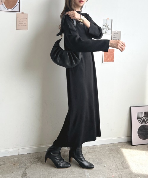 Futier land（フューティアランド）の「ハイネックニットロングワンピース（ワンピース・レディース・グレイッシュベージュ/ブラック/アイボリー/ブルーグレー/チャコールグレー・FREE）」の21枚目の写真