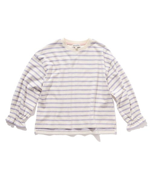 SHOO・LA・RUE（シューラルー）の「◆【110-140cm】袖タック長袖プルオーバー（Tシャツ/カットソー・キッズ・グリーン系/ブラック系2/ライトパープル/ライトブルー・14/12/11/13）」の6枚目の写真