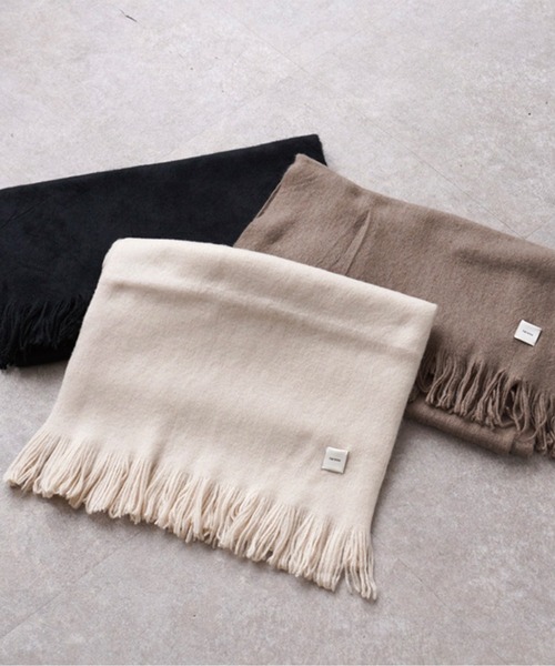 フリンジマフラー Snuggle Boucle Fringe Muffler/TATIANA MUSINSA | TATIANA Snug Checked Wool Blended Muffler MF8108 Beige