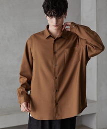 【ZOZO限定】メランジツイルストレッチルーズレギュラーカラーL/Sシャツ/セットアップ対応