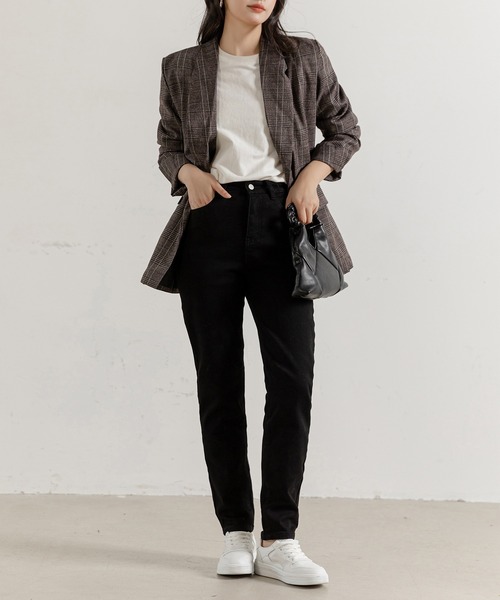 DAY CLOSET（デイ クローゼット）の「【大きいサイズ有】冬勝つあったか裏起毛。スリムテーパードハイウエストデニムパンツ レディース（デニムパンツ・レディース・インディゴブルー/ブラック系その他/ブラック・M/2XL/XL/L/S）」の12枚目の写真