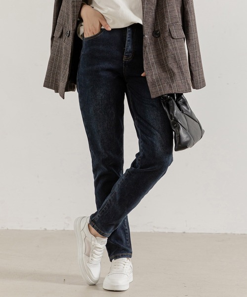 DAY CLOSET（デイ クローゼット）の「【大きいサイズ有】冬勝つあったか裏起毛。スリムテーパードハイウエストデニムパンツ レディース（デニムパンツ・レディース・インディゴブルー/ブラック系その他/ブラック・M/2XL/XL/L/S）」の18枚目の写真