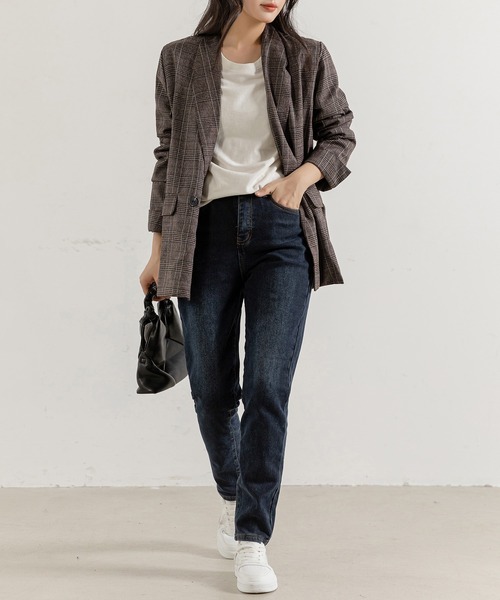 DAY CLOSET（デイ クローゼット）の「【大きいサイズ有】冬勝つあったか裏起毛。スリムテーパードハイウエストデニムパンツ レディース（デニムパンツ・レディース・インディゴブルー/ブラック系その他/ブラック・M/2XL/XL/L/S）」の22枚目の写真