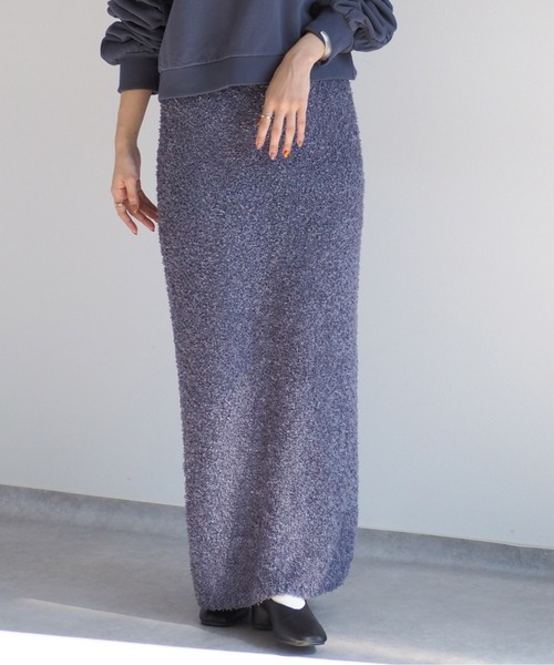 cepo（セポ）の「リボンヤーンニットスカート（スカート・レディース・グレー/オフホワイト・M）」の2枚目の写真