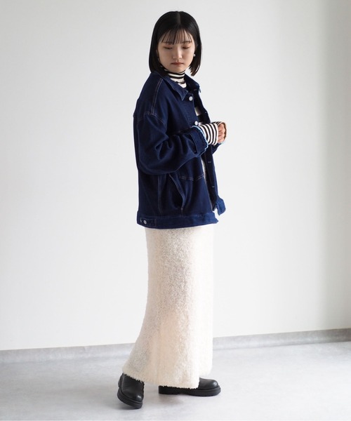 cepo（セポ）の「リボンヤーンニットスカート（スカート・レディース・グレー/オフホワイト・M）」の11枚目の写真