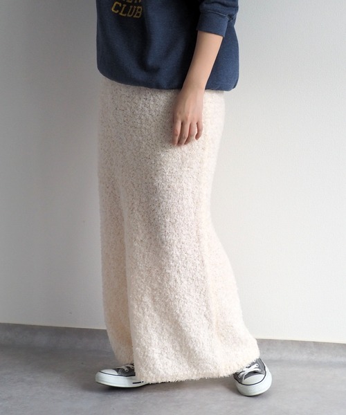 cepo（セポ）の「リボンヤーンニットスカート（スカート・レディース・グレー/オフホワイト・M）」の3枚目の写真