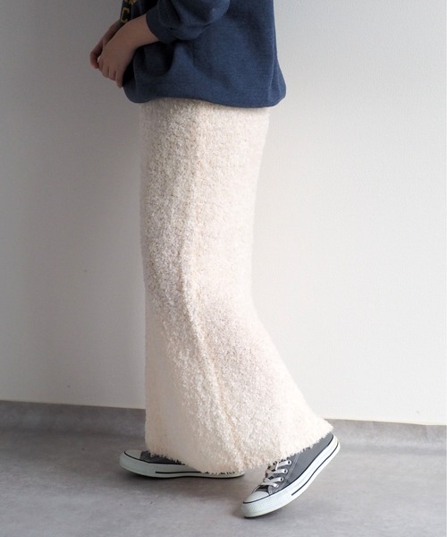 cepo（セポ）の「リボンヤーンニットスカート（スカート・レディース・グレー/オフホワイト・M）」の6枚目の写真