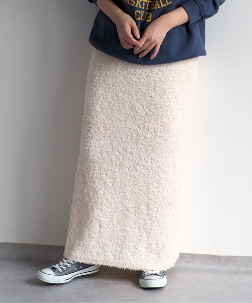 cepo（セポ）の「リボンヤーンニットスカート（スカート・レディース・グレー/オフホワイト・M）」の7枚目の写真