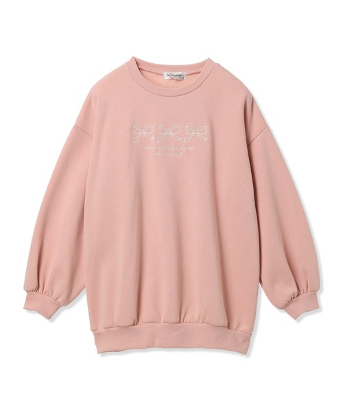 Amourire girl（アムリールガール）の「リボン刺繍 裏起毛BIGプルオーバー(130cm～160cm)（スウェット・キッズ・ブラック/オフホワイト/サックスブルー/ピンク・140cm/130cm/150cm/160cm）」の20枚目の写真