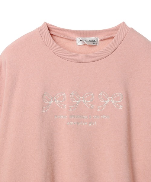 Amourire girl（アムリールガール）の「リボン刺繍 裏起毛BIGプルオーバー(130cm～160cm)（スウェット・キッズ・ブラック/オフホワイト/サックスブルー/ピンク・140cm/130cm/150cm/160cm）」の18枚目の写真