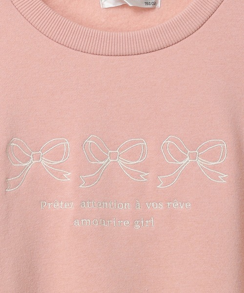 Amourire girl（アムリールガール）の「リボン刺繍 裏起毛BIGプルオーバー(130cm～160cm)（スウェット・キッズ・ブラック/オフホワイト/サックスブルー/ピンク・140cm/130cm/150cm/160cm）」の15枚目の写真
