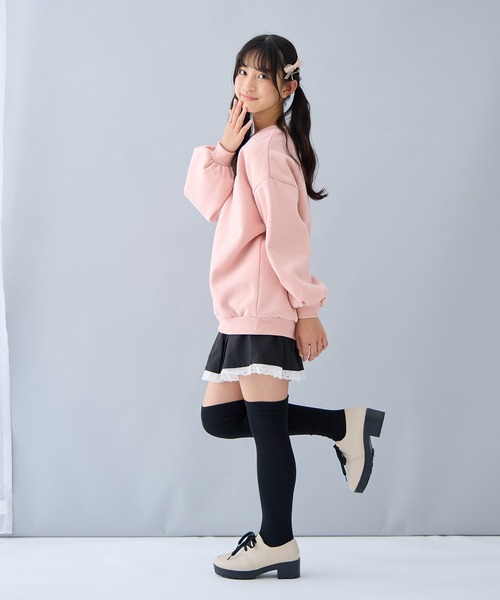 Amourire girl（アムリールガール）の「リボン刺繍 裏起毛BIGプルオーバー(130cm～160cm)（スウェット・キッズ・ブラック/オフホワイト/サックスブルー/ピンク・140cm/130cm/150cm/160cm）」の5枚目の写真